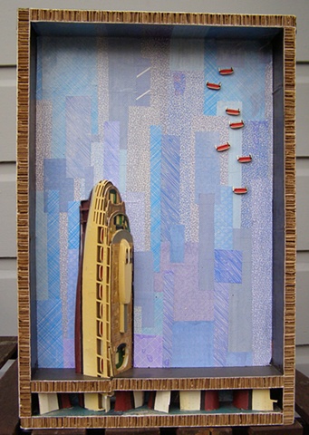 assemblage art, collage, ocean liner