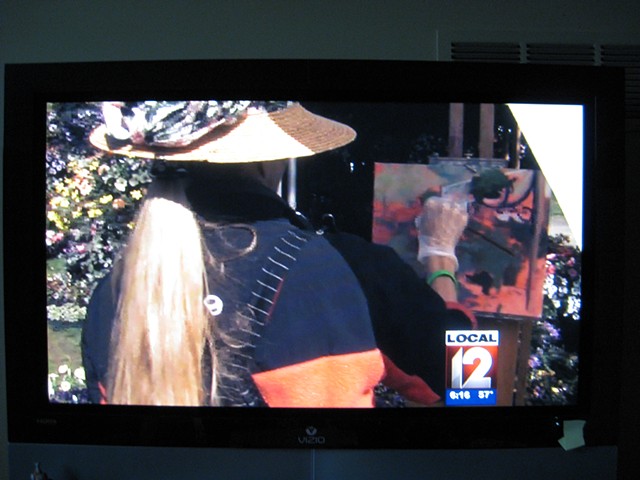 On Channel 12 News painting at the Cincinnati International Flower Show