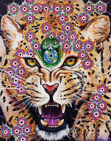 ayahuasca, leopard, visionary art, dmt, psychedelic, 