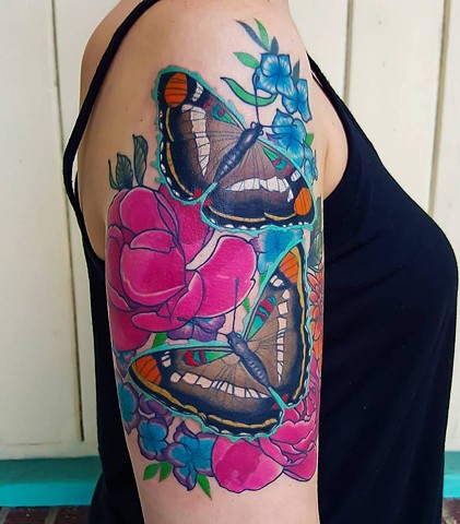 California Sisters Butterfly Tattoo by Adam Sky, San Francisco, California