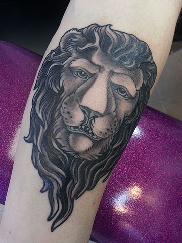 lion tattoo by Adam Sky, San Francisco, California