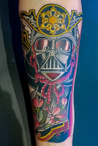 Darth Vader Samurai Tattoo by Adam Sky, Hold Fast Studio, Redwood City, Bay Area, California