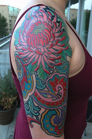 Paisley tattoo by Adam Sky, San Francisco, California