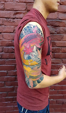 Koi Fish tattoo by Custom tattoos by Adam Sky, San Francisco, California