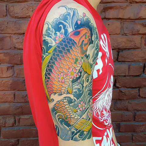 Koi Fish Half Sleeve Tattoo, Custom Tattoos by Adam Sky, San Francisco, California