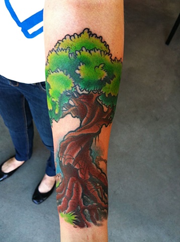 tree tattoo by Custom tattoos by Adam Sky, San Francisco, California