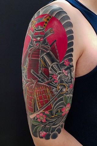 Samurai tattoo by Adam Sky, San Francisco, California