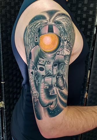 Icarus Astronaut Tattoo by Adam Sky, Hold Fast Studio, Redwood City, Bay Area, California