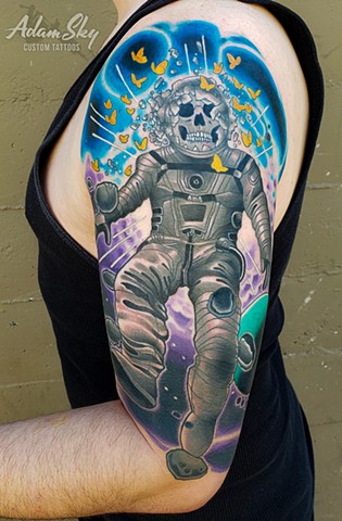 Nihilistic Astronaut Tattoo by Custom Tattoos by Adam Sky, Redwood City, California 