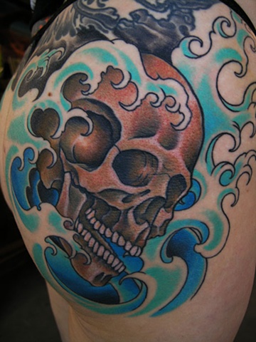 skull tattoo by Custom tattoos by Adam Sky, San Francisco, California