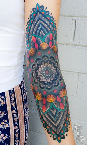 Color Mandala Tattoo by Adam Sky, Hold Fast Studio, Redwood City, Bay Area, California