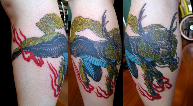 kirin tattoo by Custom tattoos by Adam Sky, San Francisco, California