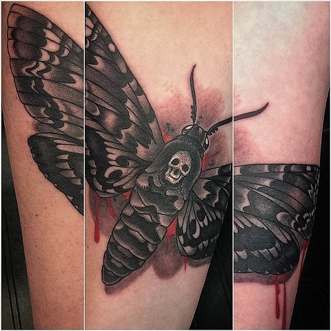Deaths Head Moth by Custom tattoos by Adam Sky, San Francisco, California