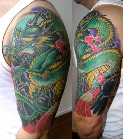 green dragon tattoo by Adam Sky, San Francisco, California