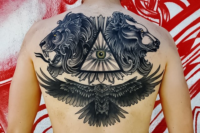 Lion, Bear and Eagle Tattoo by Adam Sky, Redwood City, California