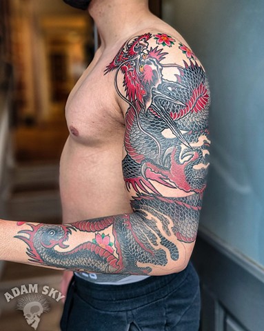 Dragon Tattoo by Adam Sky, Moringstar Tattoo Parlor, Belmont, Bay Area, California
