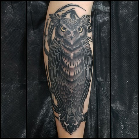 Owl Tattoo by Custom Tattoos by Adam Sky, San Francisco, California