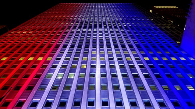 Prudential Plaza in Red, White, & Blue