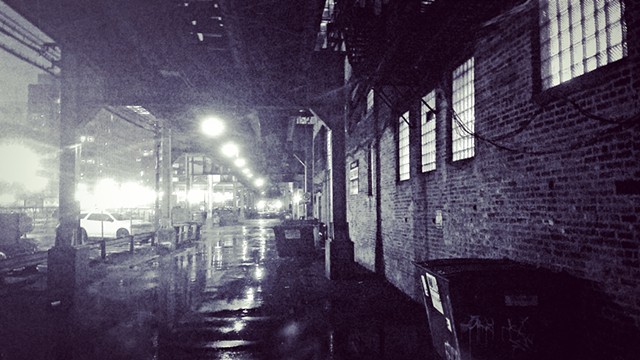 Cold Hard Rain in South Loop Under the "L" Tracks