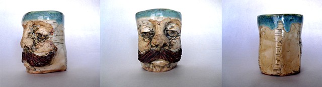 Mustache Cup with Light Blue Interior and facets (uncolored)