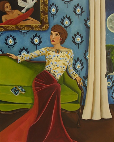 Painting of a woman on a couch journal, catherine nolin, new painting, art