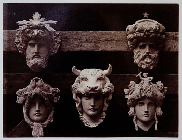 FIVE ORNAMENTAL STONE HEADS FOR THE "NEW" PARIS OPERA, 1872
