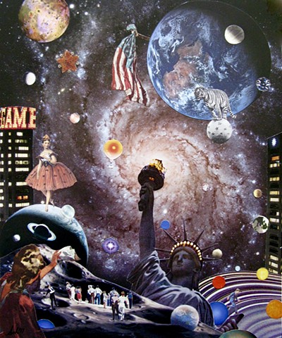 Statue of Liberty and her patriotic friends are winning this pinball game in a far off galaxy shared by planet Earth, by Shawn Marie Hardy