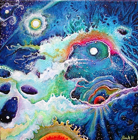 CONTEMPORARY ORIGINAL PAINTING WITH COSMIC / OUTER SPACE THEME