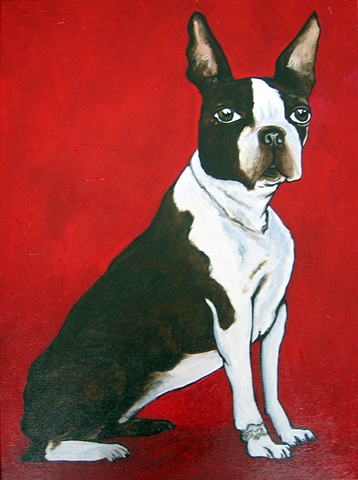 Boston Terrier on red
Private Collection  