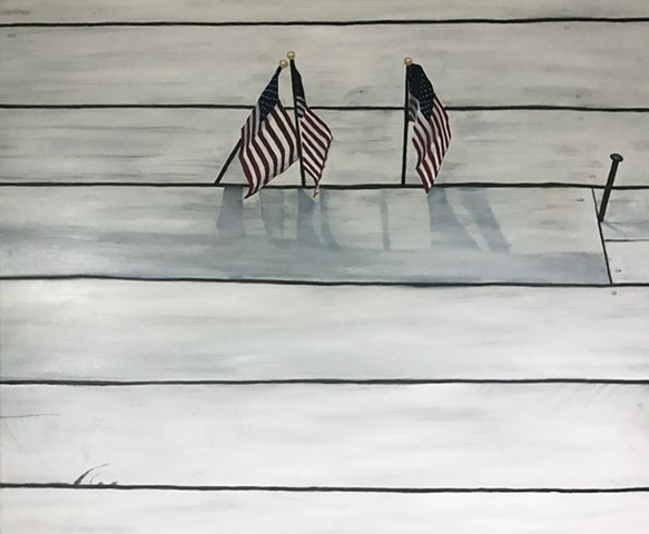 America, Cowboys, Barn Wall, American Flags
