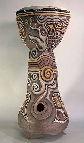 ceramic drum sculpture