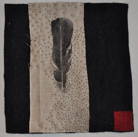 Crow Feather Stitched Assemblage