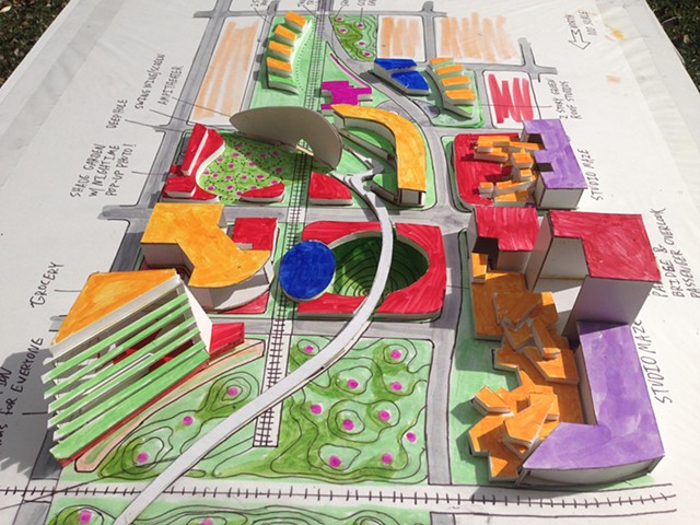 100 scale model of proposed Upside Downtown