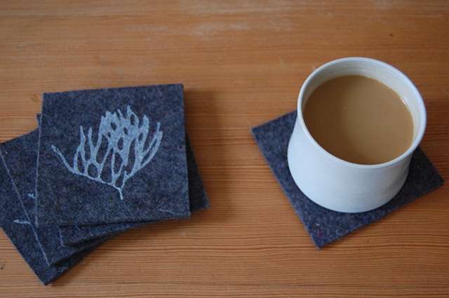 screenprinted felt coasters