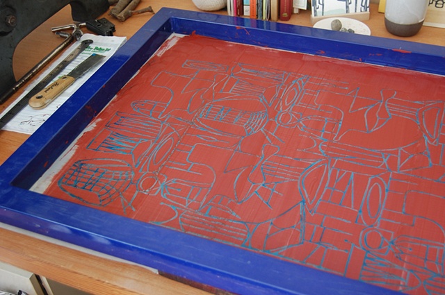 waiting for the screen to dry