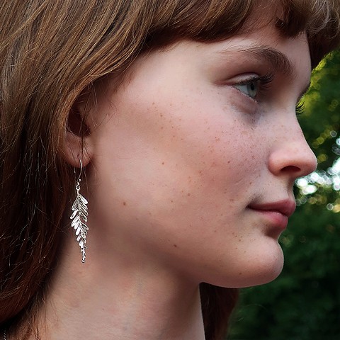 Sterling Silver California Coastal Redwood Branch Earring