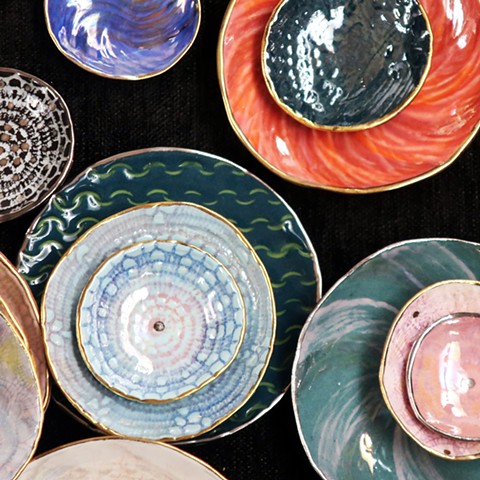 Assorted Lustered Porcelain Jewelry/Trinket Dishes