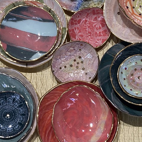 Assorted Lustered Porcelain Jewelry/Trinket Dishes