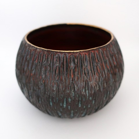 Gilded Cinnabar Teal Dragon Vessel