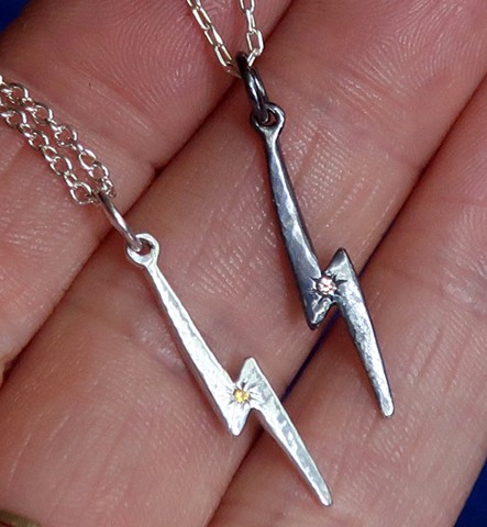 Sterling Silver and yellow sapphire lightning bolt charms