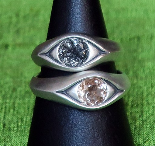 rutilated quartz, sterling silver, eye ring