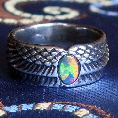 Winged Egg Opal Ring