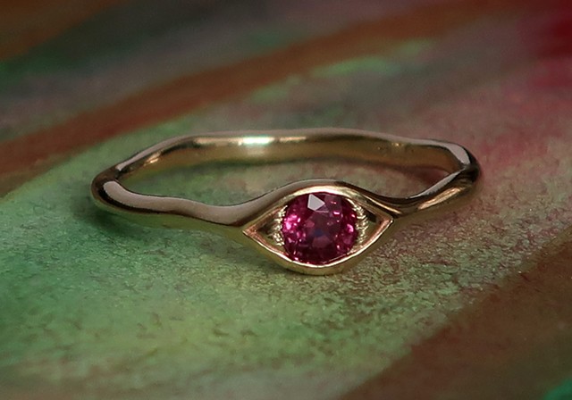 Gold and Ruby Eye Ring