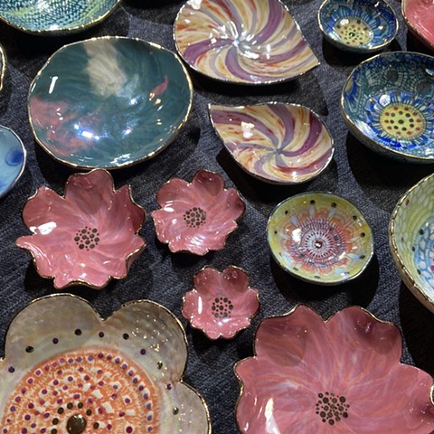 Assorted Lustered Porcelain Jewelry/Trinket Dishes