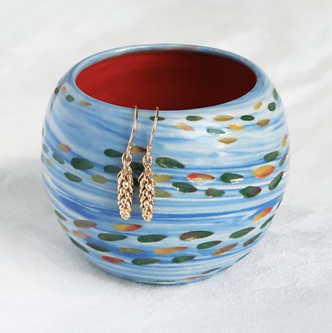 swirling leaves, Norfolk pine earrings