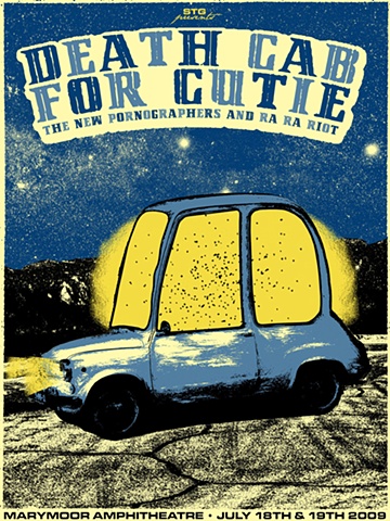 death cab for cutie marymore park silk screen poster nat damm