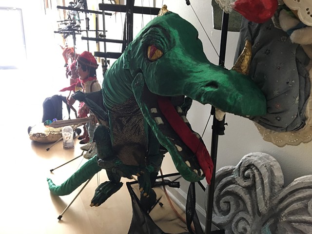 Backstage with the Dragon marionette
