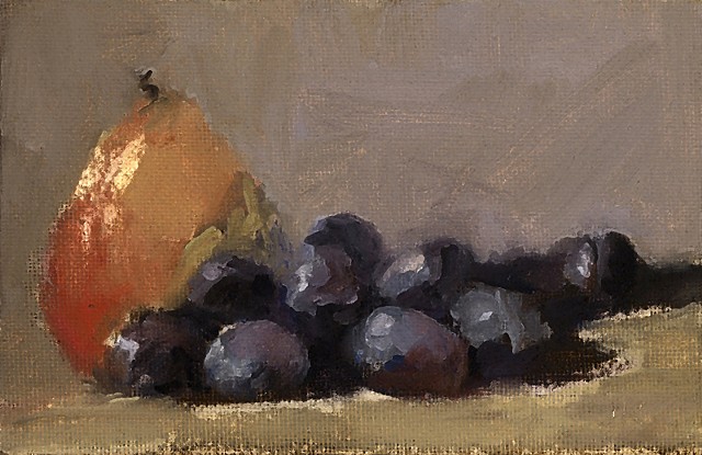 pear and grapes