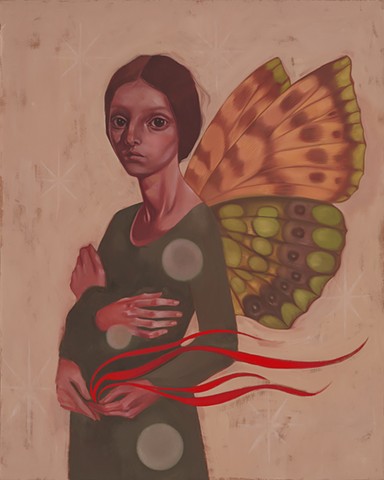 les papillons ne dorment pas oil on canvas sold