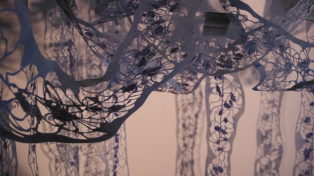 Jill AnnieMargaret, Jill Fitterer, cut paper installation, Trauma, DNA, printmaking, printmaker, waxed washi